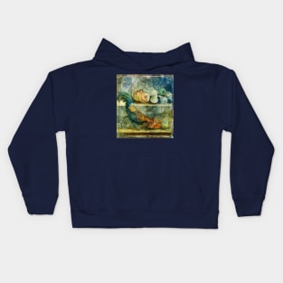 COCKEREL PECKING AT POMEGRANATES,FIGS AND PEARS ANTIQUE POMPEII MURAL PAINTING WITH FRUITS Kids Hoodie